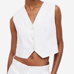 NWT hm white linen vest